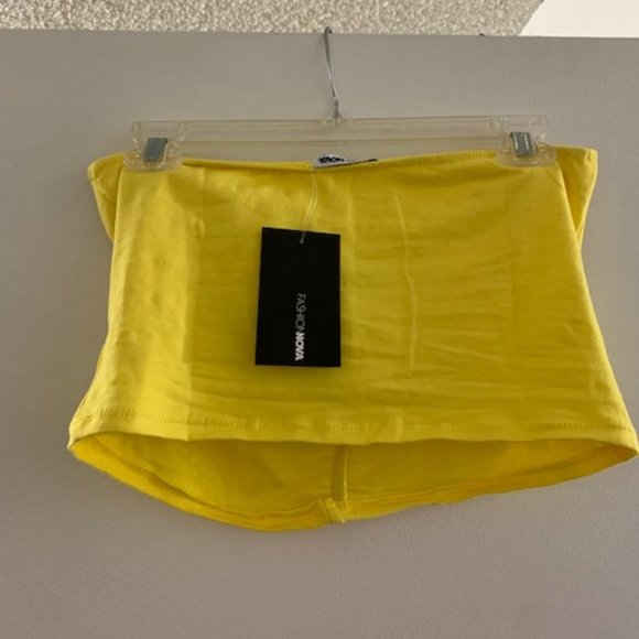 Fashion Nova Ruched Yellow Tube Top - Picture 2 of 8